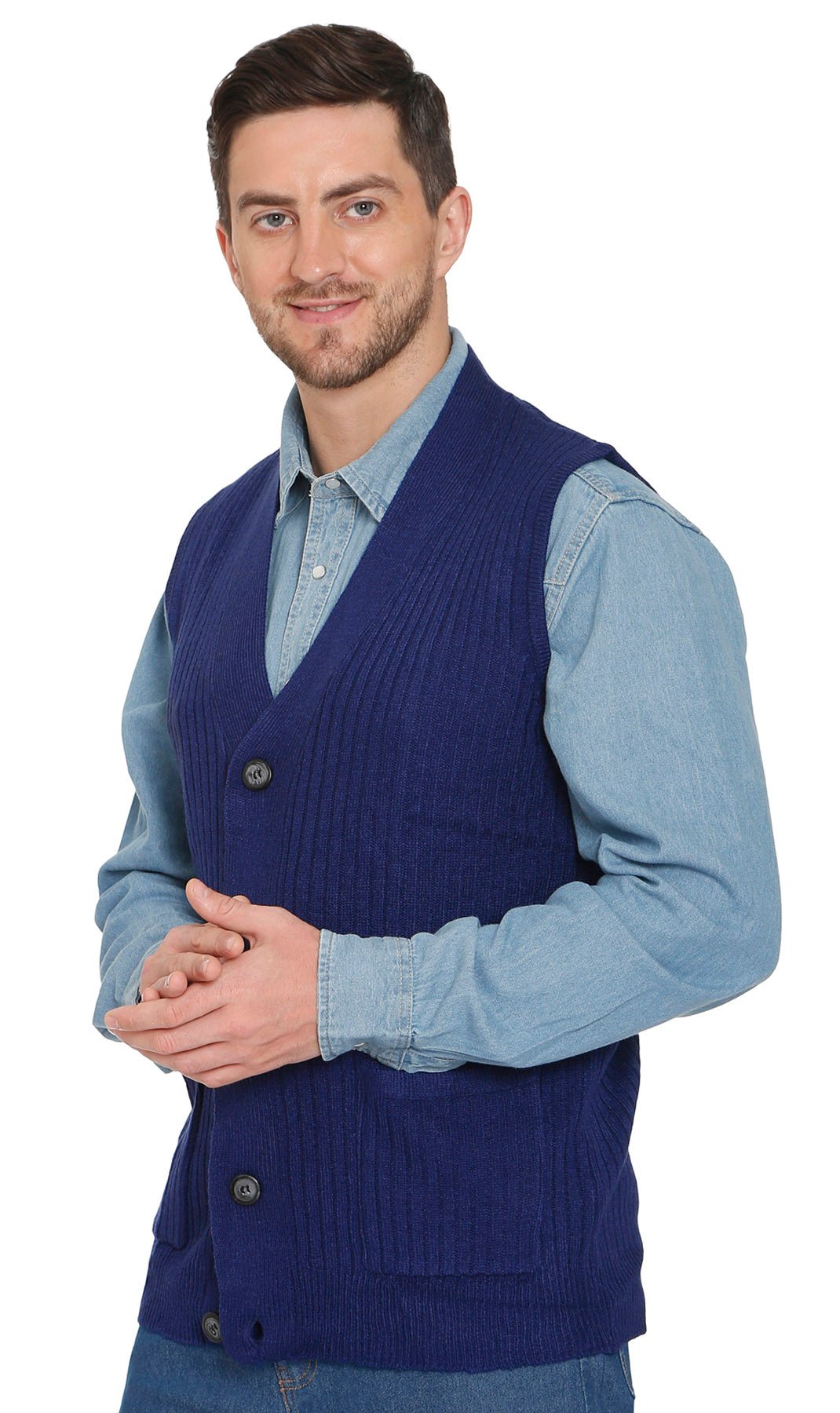 Rib Knit Button Front Sweater Vest - Pendo Store