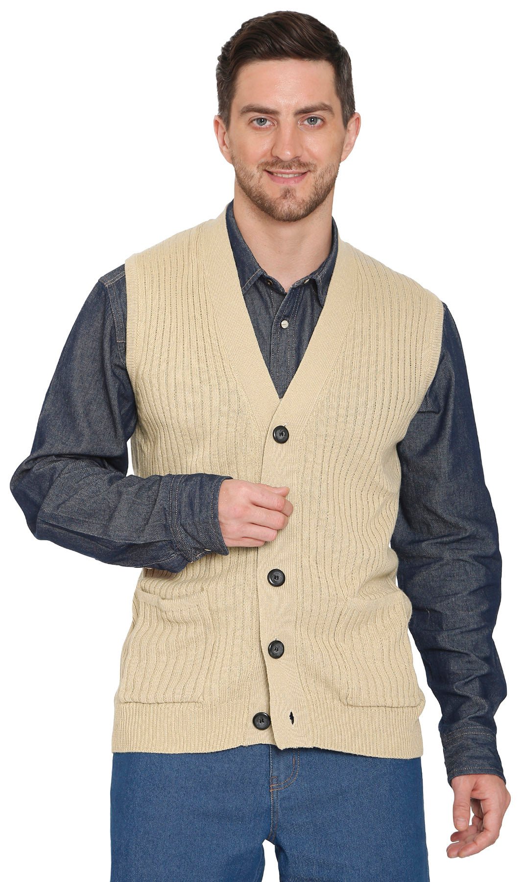 Rib Knit Button Front Sweater Vest - Pendo Store