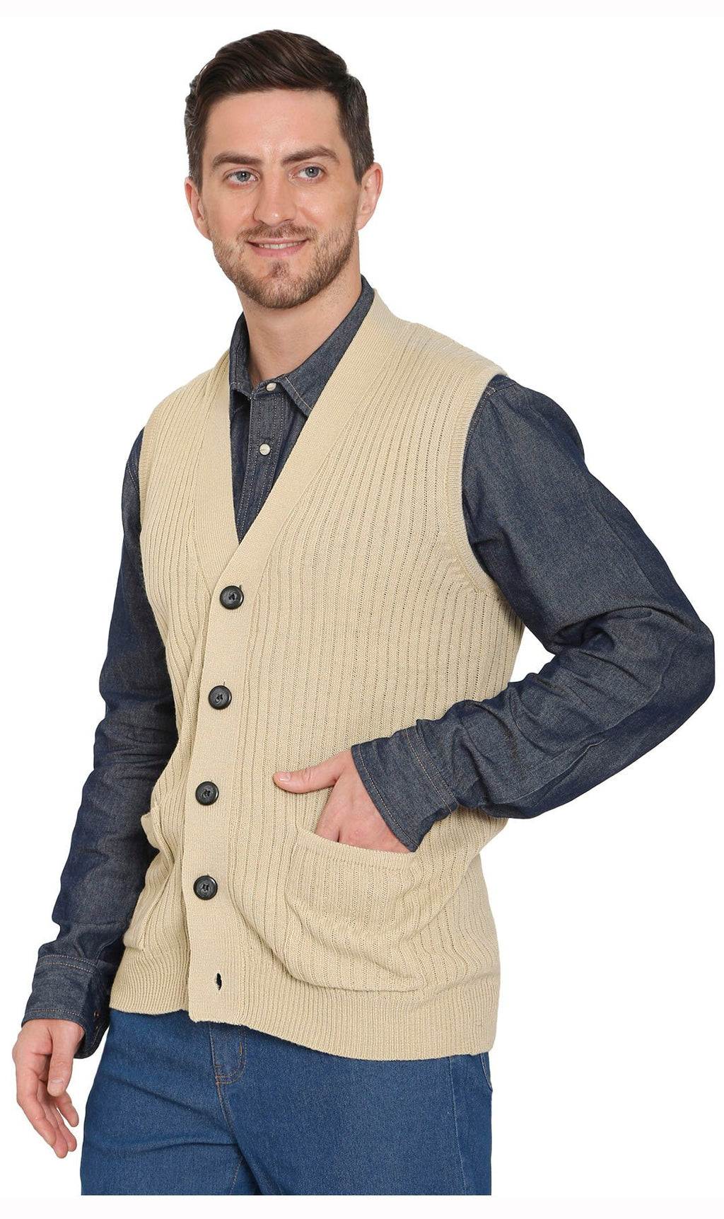Rib Knit Button Front Sweater Vest - Pendo Store