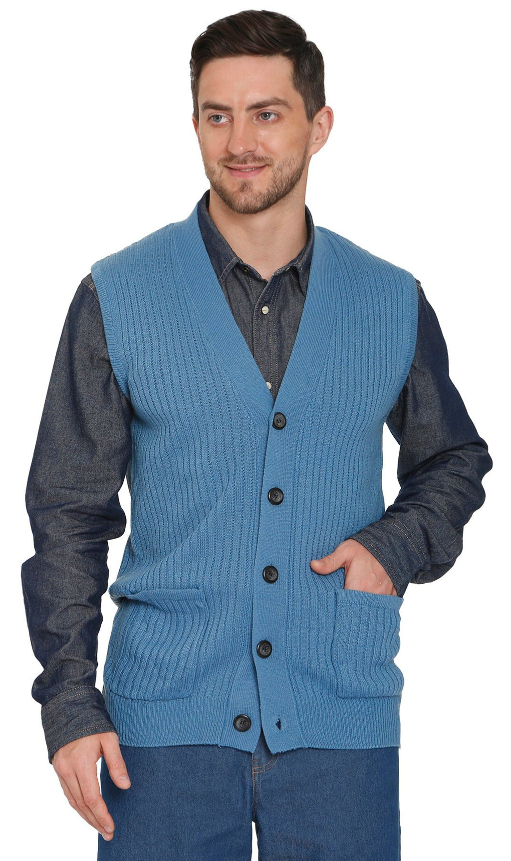 Rib Knit Button Front Sweater Vest - Pendo Store