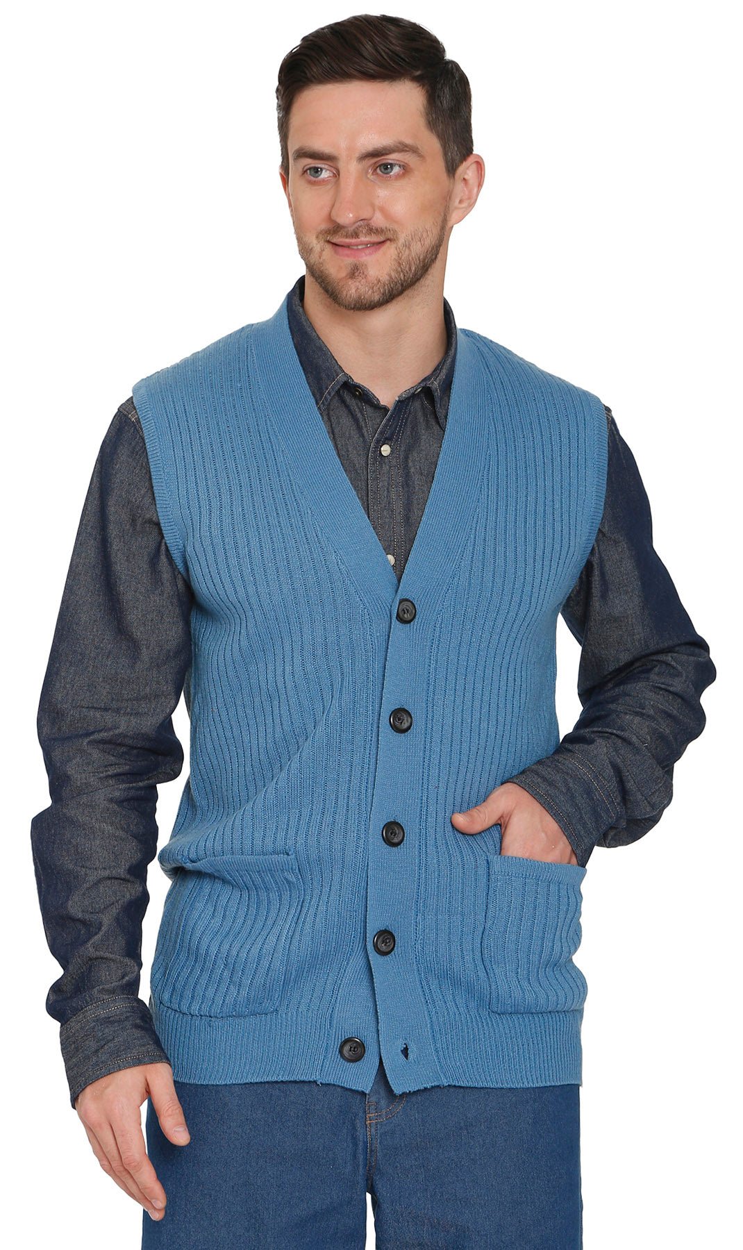 Rib Knit Button Front Sweater Vest - Pendo Store