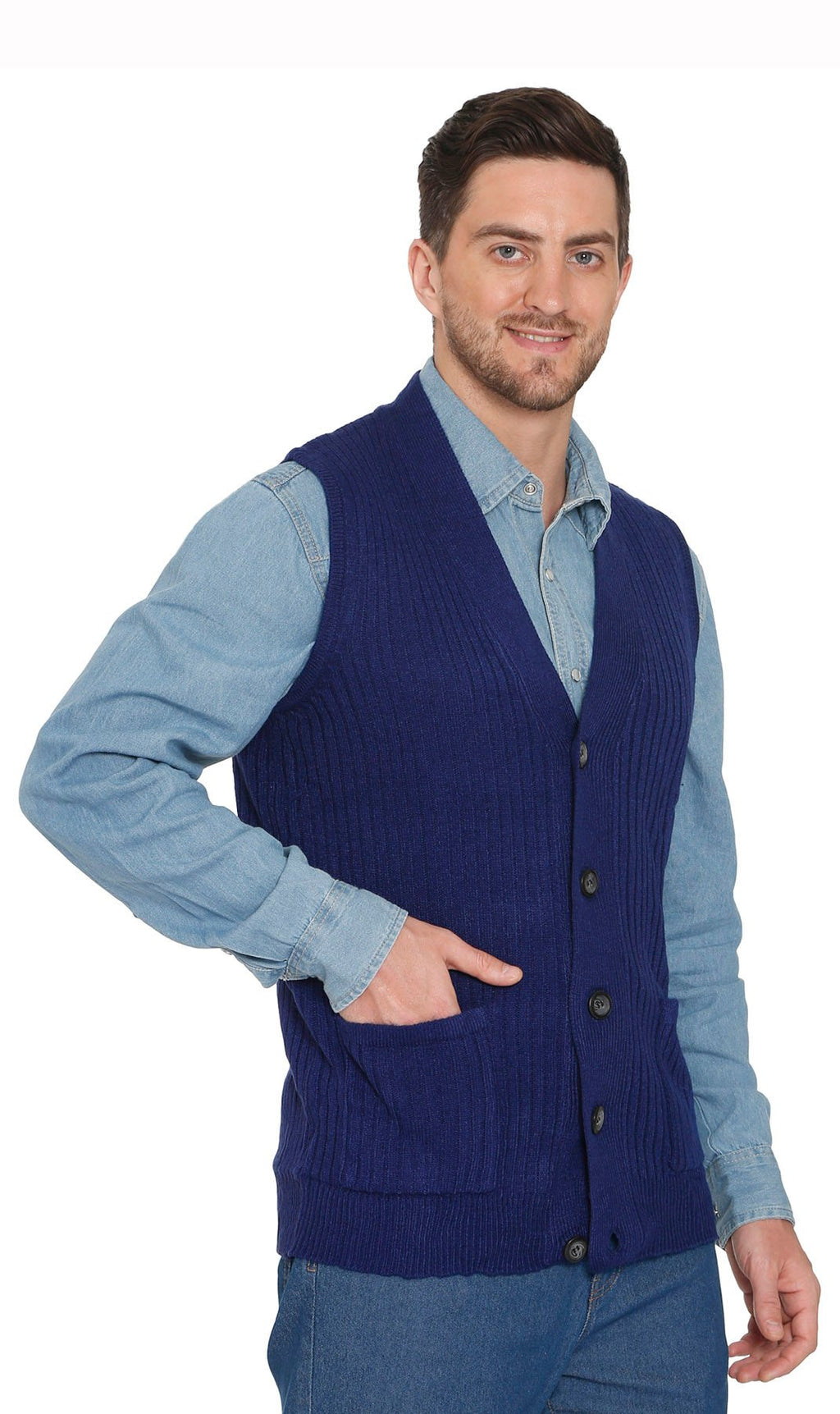 Rib Knit Button Front Sweater Vest - Pendo Store