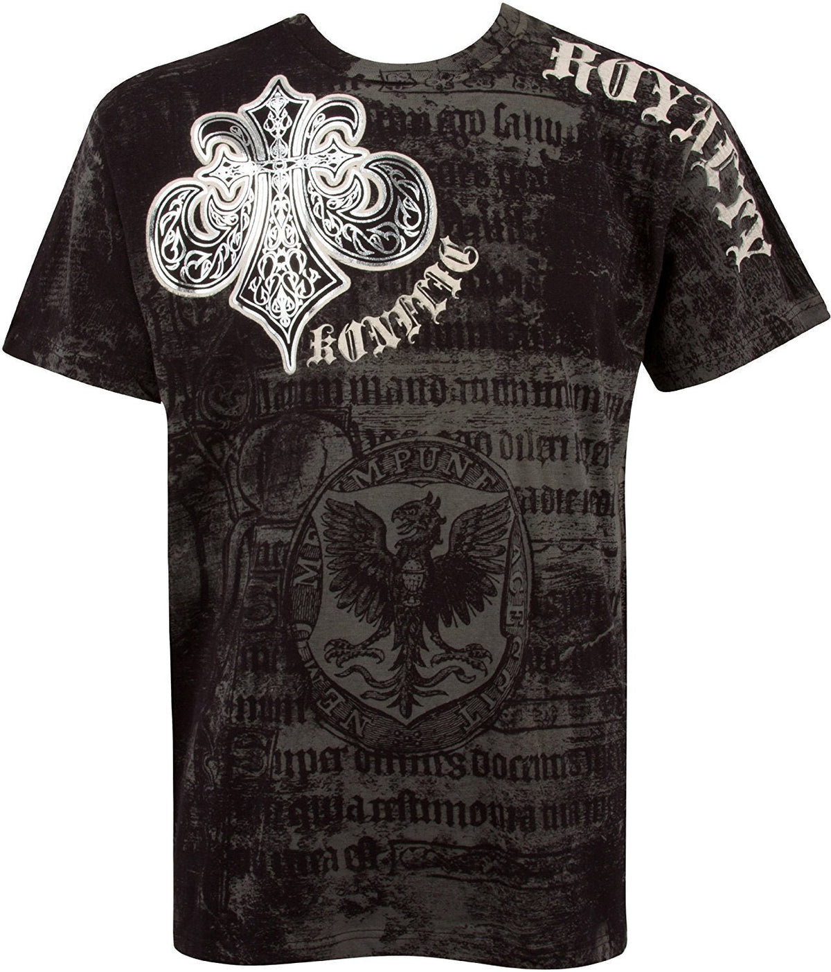 Royalty Metallic Silver Short Sleeve Crew Neck Cotton Mens Fashion T-Shirt - Pendo Store