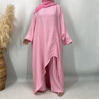 Ruched Drawstring Batwing Top & Wide-Leg Trousers Co-ord Set(MS478)
