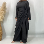 Ruched Drawstring Batwing Top & Wide-Leg Trousers Co-ord Set(MS478)