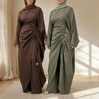 Ruched Drawstring Batwing Top & Wide-Leg Trousers Co-ord Set(MS478)