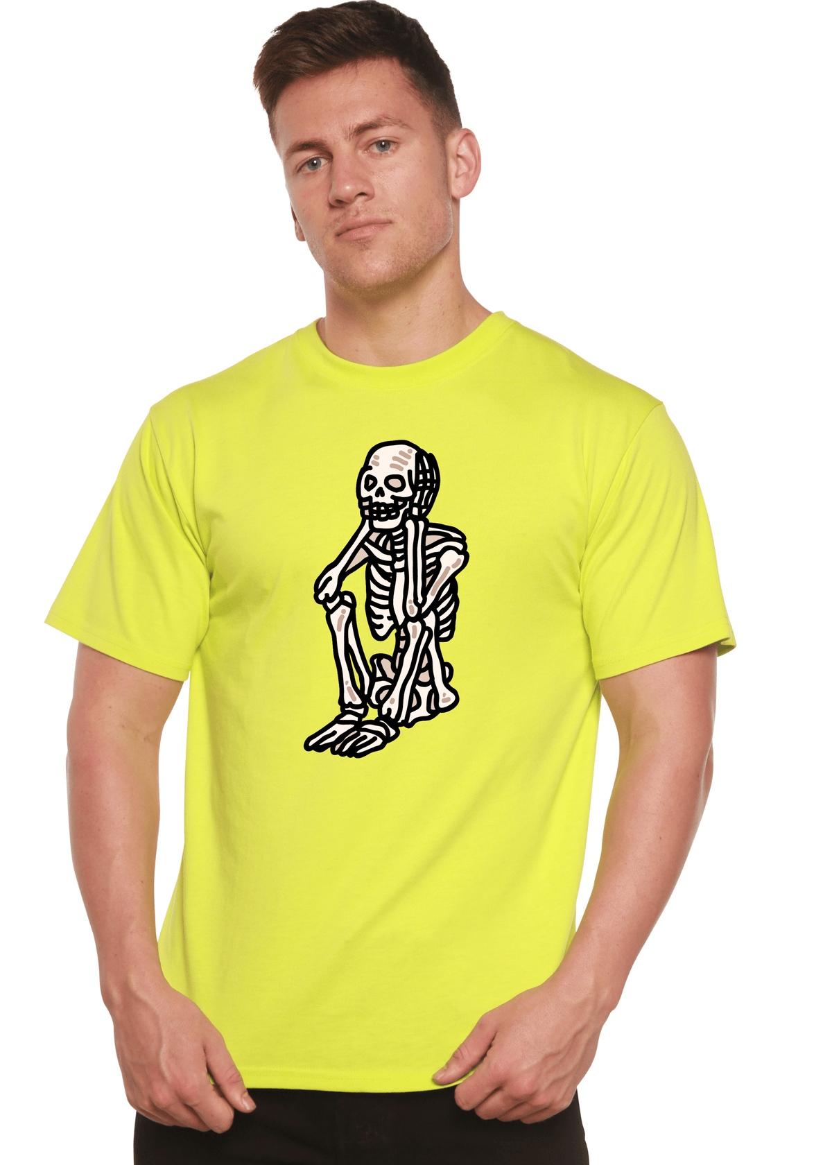 Sad Skeleton Halloween Unisex Bamboo Viscose/Organic Cotton Short Sleeve Graphic T-Shirt - Pendo Store