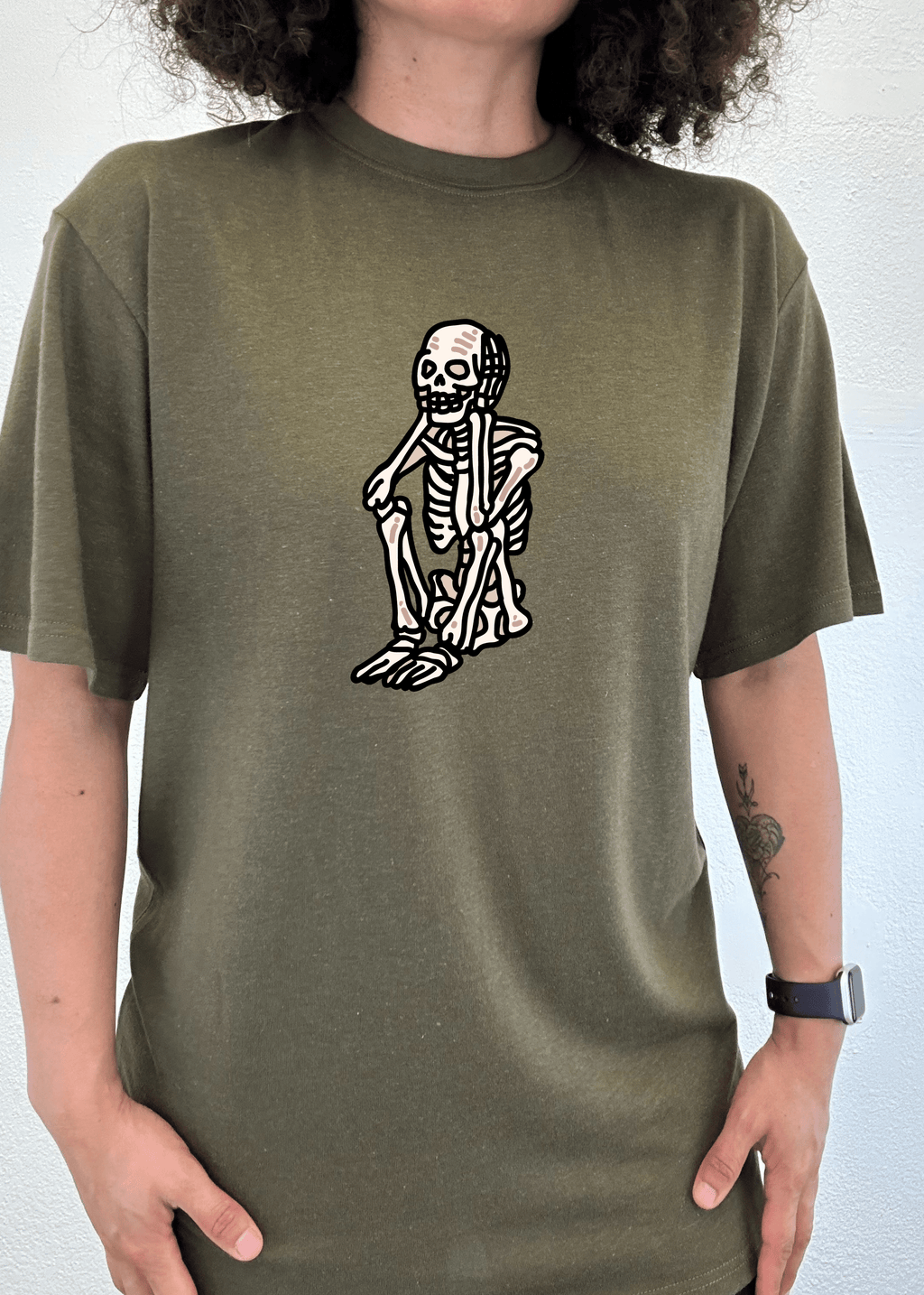 Sad Skeleton Halloween Unisex Bamboo Viscose/Organic Cotton Short Sleeve Graphic T-Shirt - Pendo Store