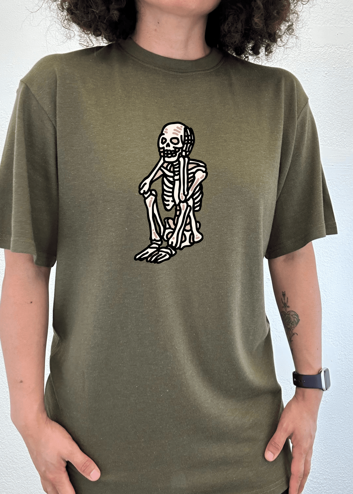 Sad Skeleton Halloween Unisex Bamboo Viscose/Organic Cotton Short Sleeve Graphic T-Shirt - Pendo Store