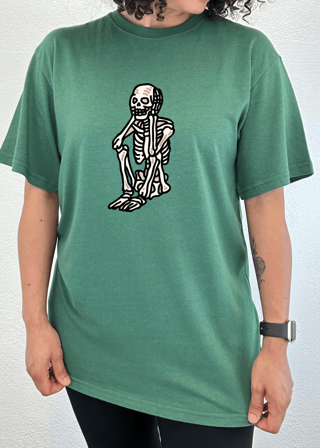 Sad Skeleton Halloween Unisex Bamboo Viscose/Organic Cotton Short Sleeve Graphic T-Shirt - Pendo Store