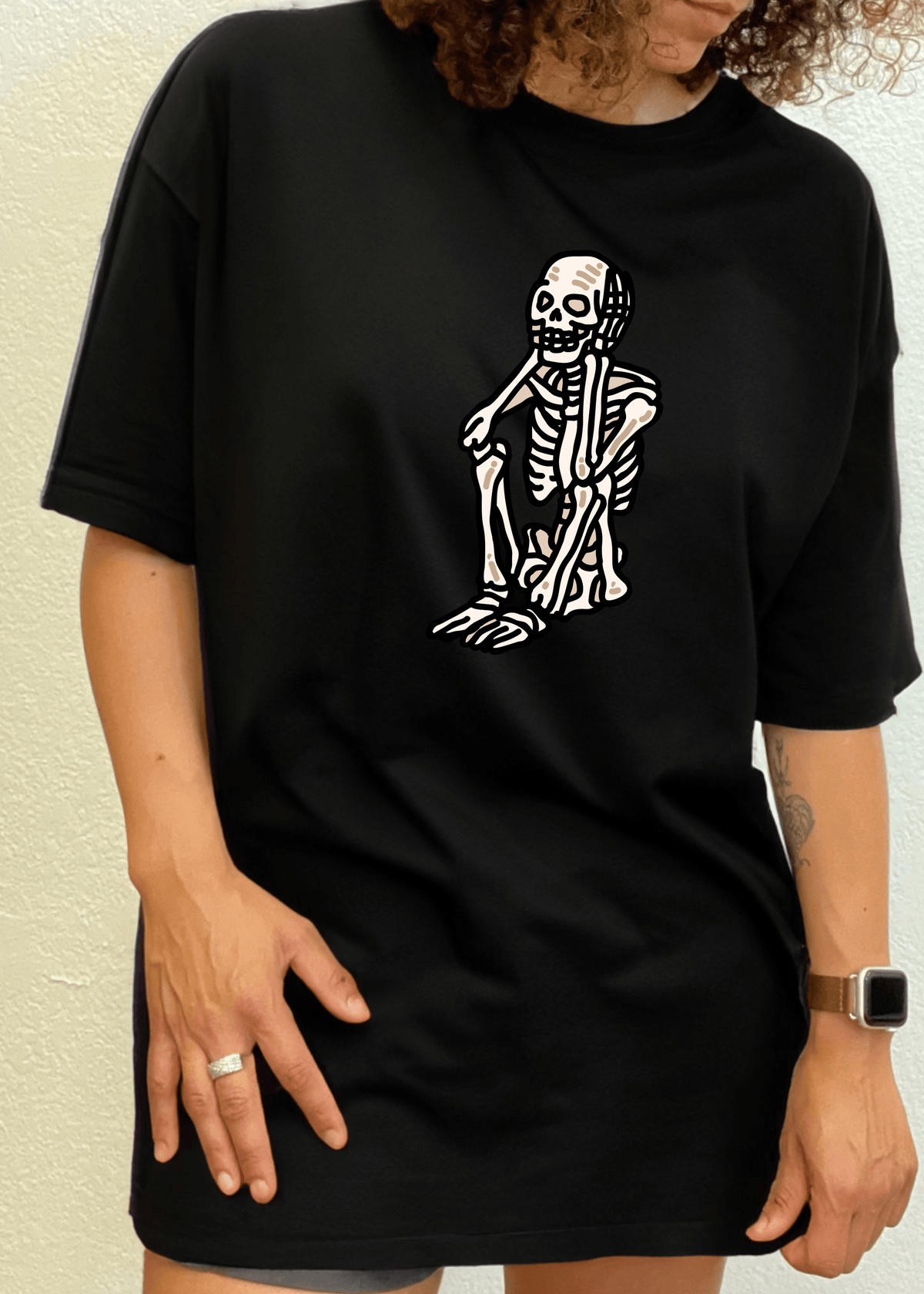 Sad Skeleton Halloween Unisex Bamboo Viscose/Organic Cotton Short Sleeve Graphic T-Shirt - Pendo Store