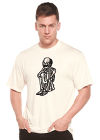 Sad Skeleton Halloween Unisex Bamboo Viscose/Organic Cotton Short Sleeve Graphic T-Shirt - Pendo Store