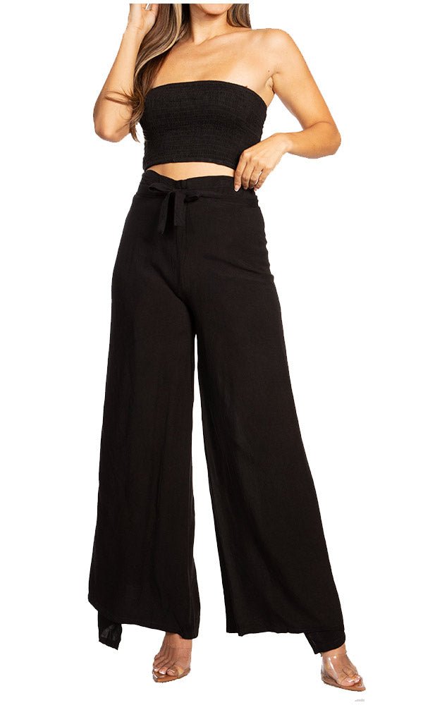 Sakkas Samantha Women's Bandeau Tube Top & Wide leg Gaucho Pants Set Palazzo Boho - Pendo Store