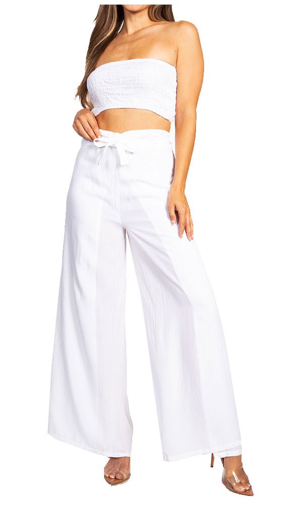 Sakkas Samantha Women's Bandeau Tube Top & Wide leg Gaucho Pants Set Palazzo Boho - Pendo Store