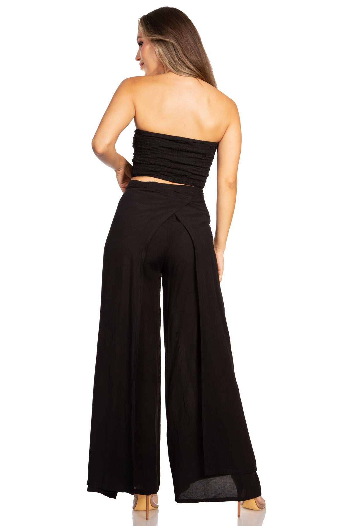 Sakkas Samantha Women's Bandeau Tube Top & Wide leg Gaucho Pants Set Palazzo Boho - Pendo Store