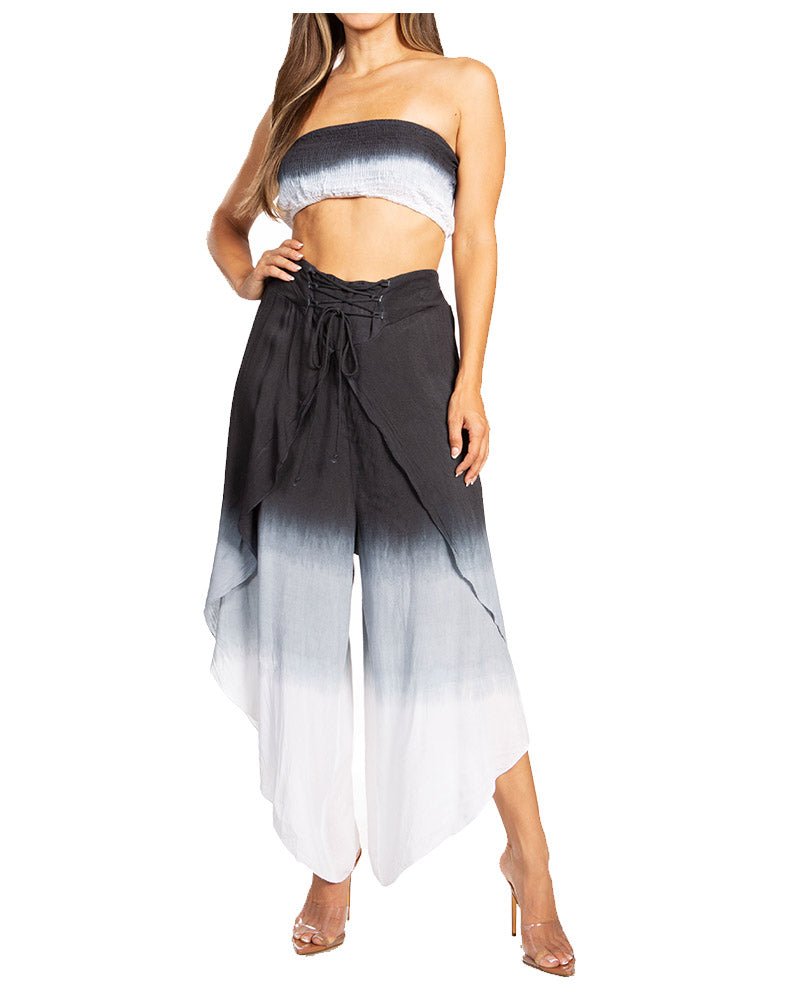 Sakkas Vanessa Women's Bandeau Tube Top & Wide leg Gaucho Pants Set Palazzo Boho - Buy One Get One - Pendo Store
