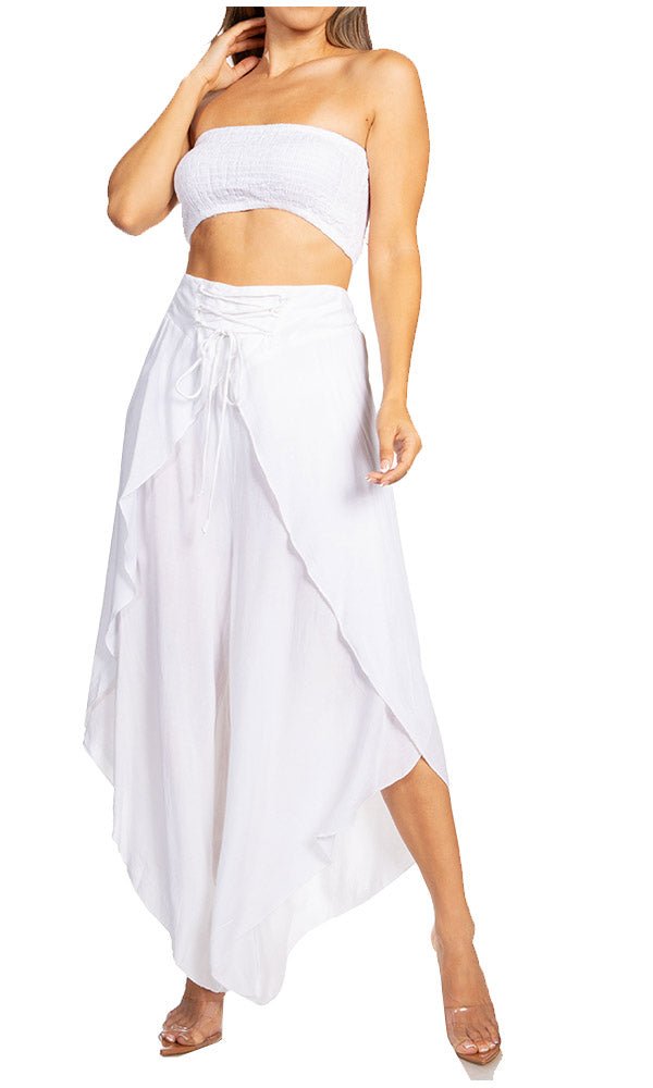 Sakkas Vanessa Women's Bandeau Tube Top & Wide leg Gaucho Pants Set Palazzo Boho - Buy One Get One - Pendo Store
