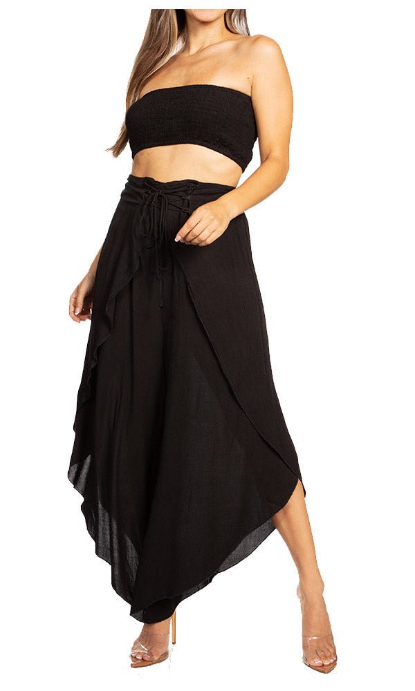Sakkas Vanessa Women's Bandeau Tube Top & Wide leg Gaucho Pants Set Palazzo Boho - Buy One Get One - Pendo Store
