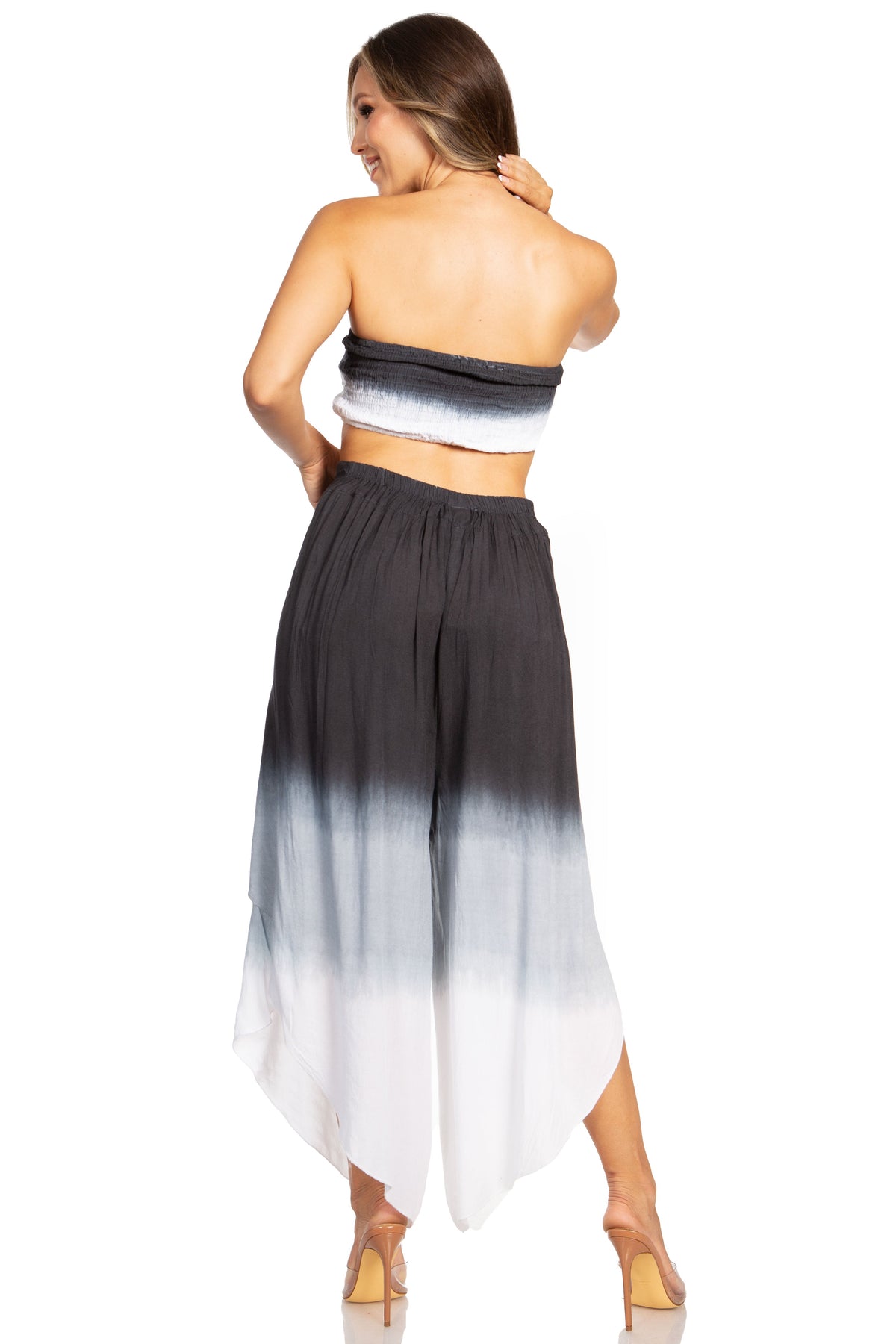 Sakkas Vanessa Women's Bandeau Tube Top & Wide leg Gaucho Pants Set Palazzo Boho - Buy One Get One - Pendo Store