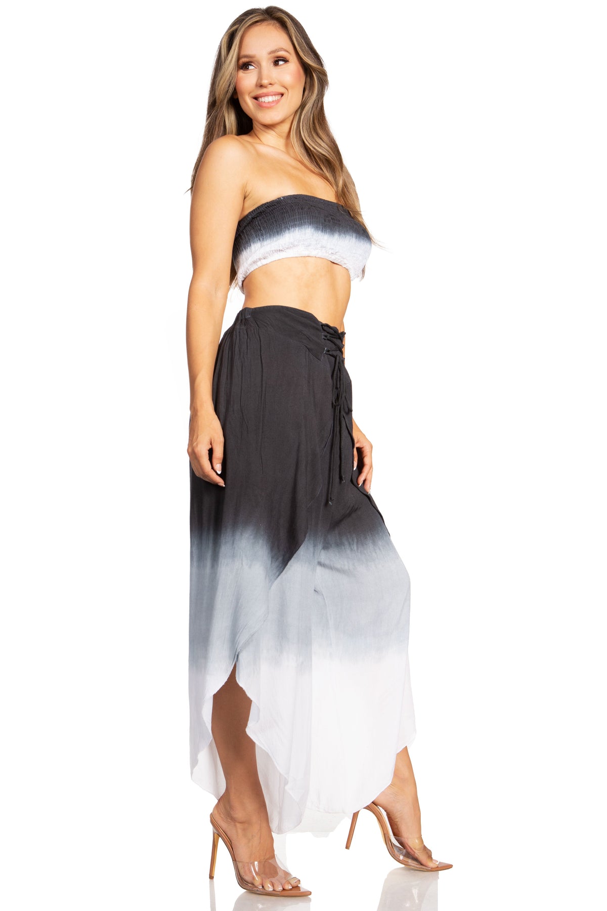 Sakkas Vanessa Women's Bandeau Tube Top & Wide leg Gaucho Pants Set Palazzo Boho - Buy One Get One - Pendo Store