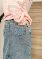Sandra Classic Wash Midi Denim Skirt - Pendo Store