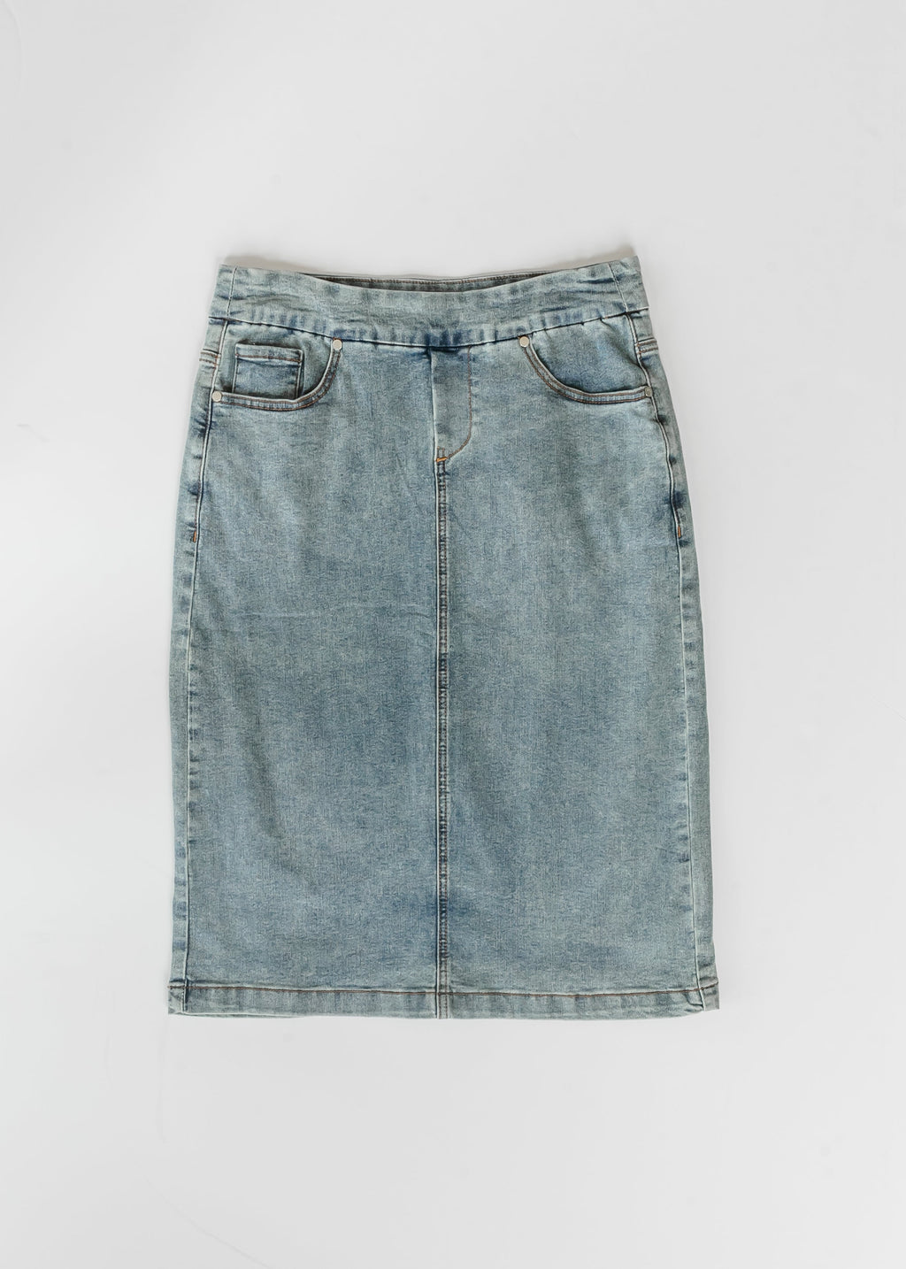 Sandra Classic Wash Midi Denim Skirt - Pendo Store