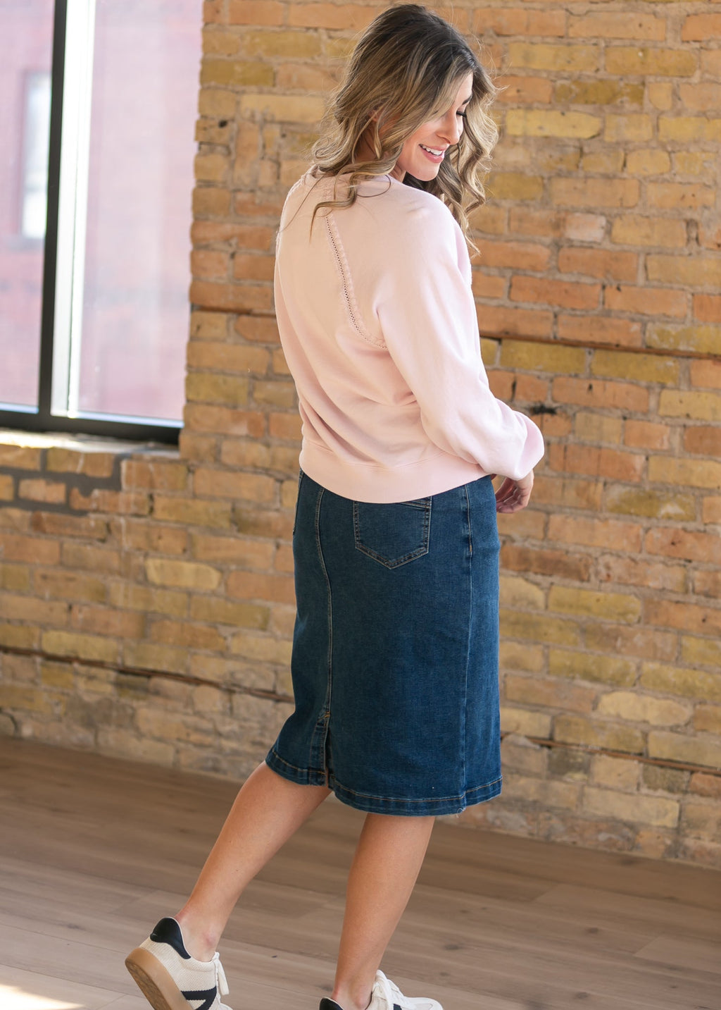 Sandra Dark Wash Denim Midi Skirt - Pendo Store