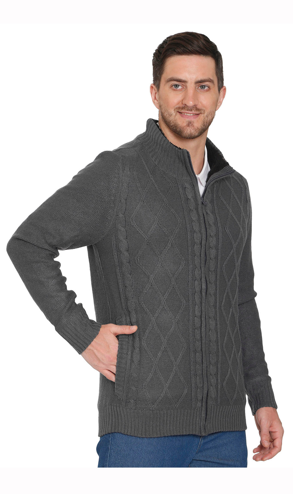 Sherpa Lined Fleece Sweater Jacket - Pendo Store