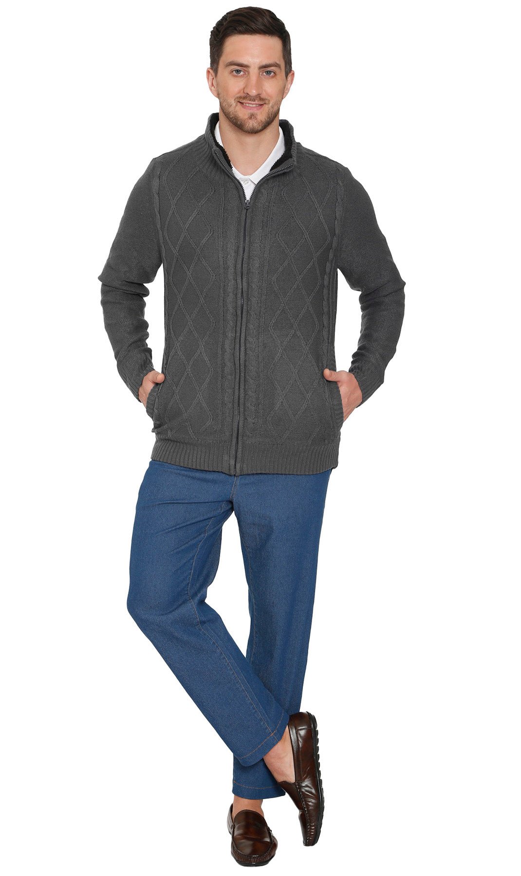Sherpa Lined Fleece Sweater Jacket - Pendo Store