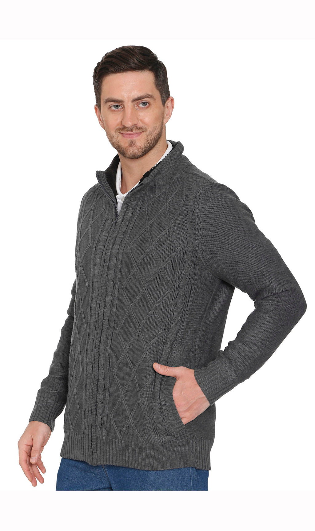 Sherpa Lined Fleece Sweater Jacket - Pendo Store