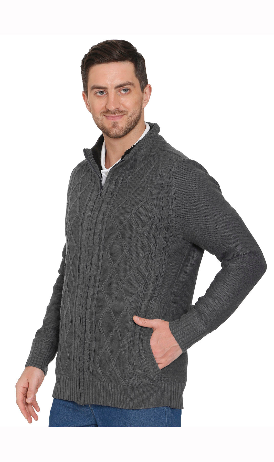 Sherpa Lined Fleece Sweater Jacket - Pendo Store