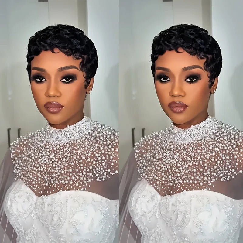 Short Layered Curly Pixie Wig - Pendo Store