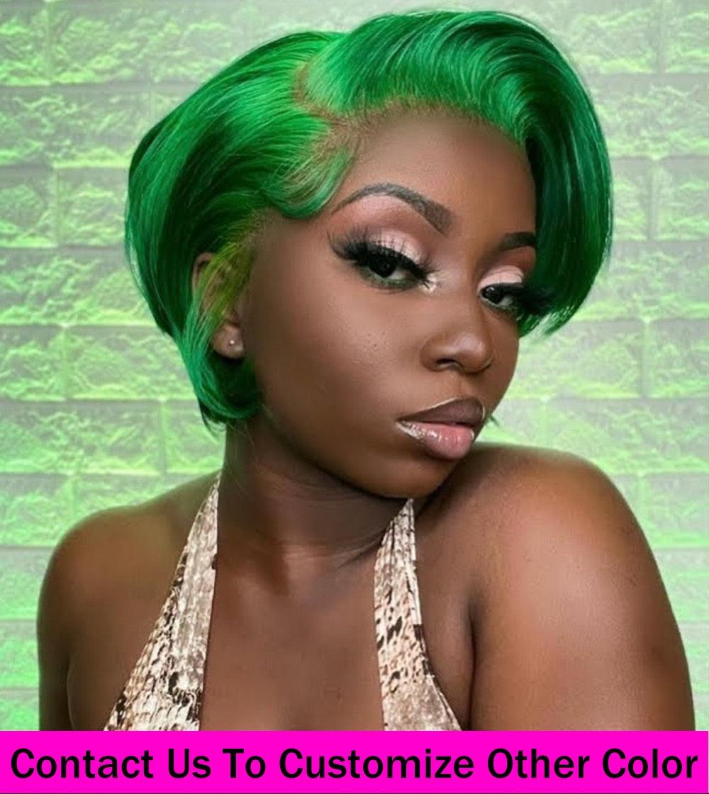 Short Pixie Cut Wig Transparent Lace Human Hair Wigs For Women Straight Frontal Wig Side Part Bob Wig Short Lace Part Wigs For Black Women Gifts for Girlfriends - Pendo Store