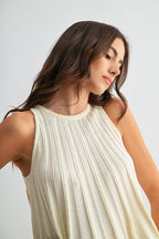 Sleeveless Knit Top With Flared Hem - Pendo Store