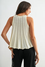 Sleeveless Knit Top With Flared Hem - Pendo Store