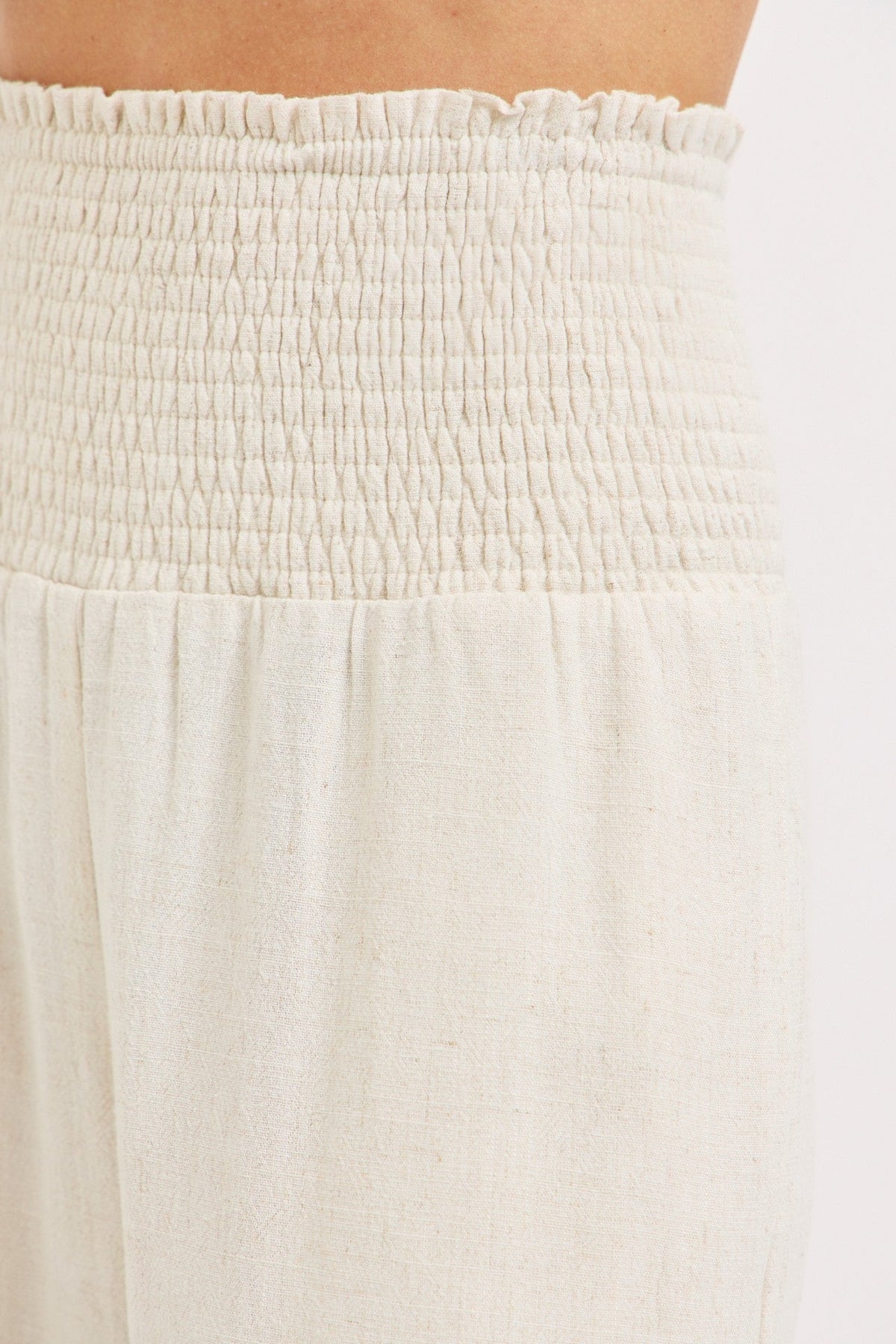 Smock Wasit Lined Blend Wide Leg High Rise Pants - Pendo Store