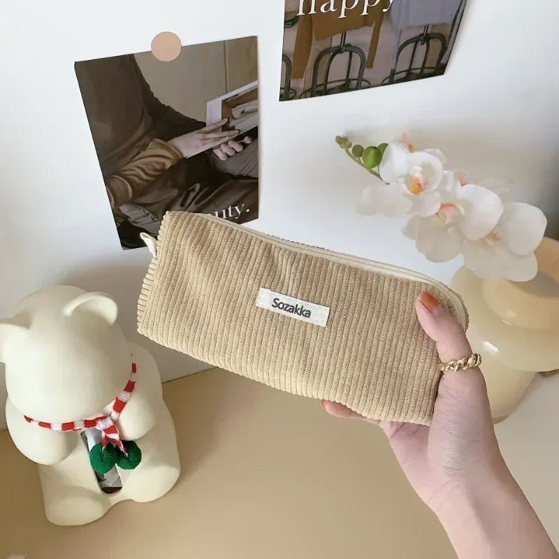 Soft Corduroy Cosmetic Organizer Bag - Pendo Store