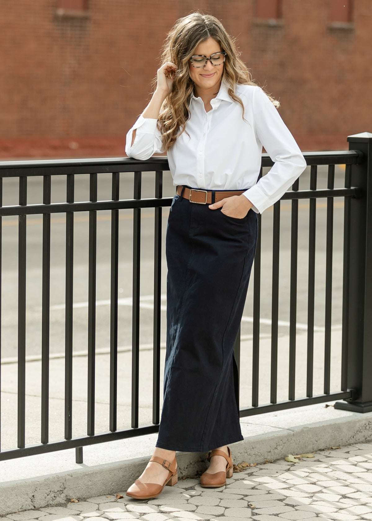 Stella Navy Maxi Denim Skirt - Pendo Store