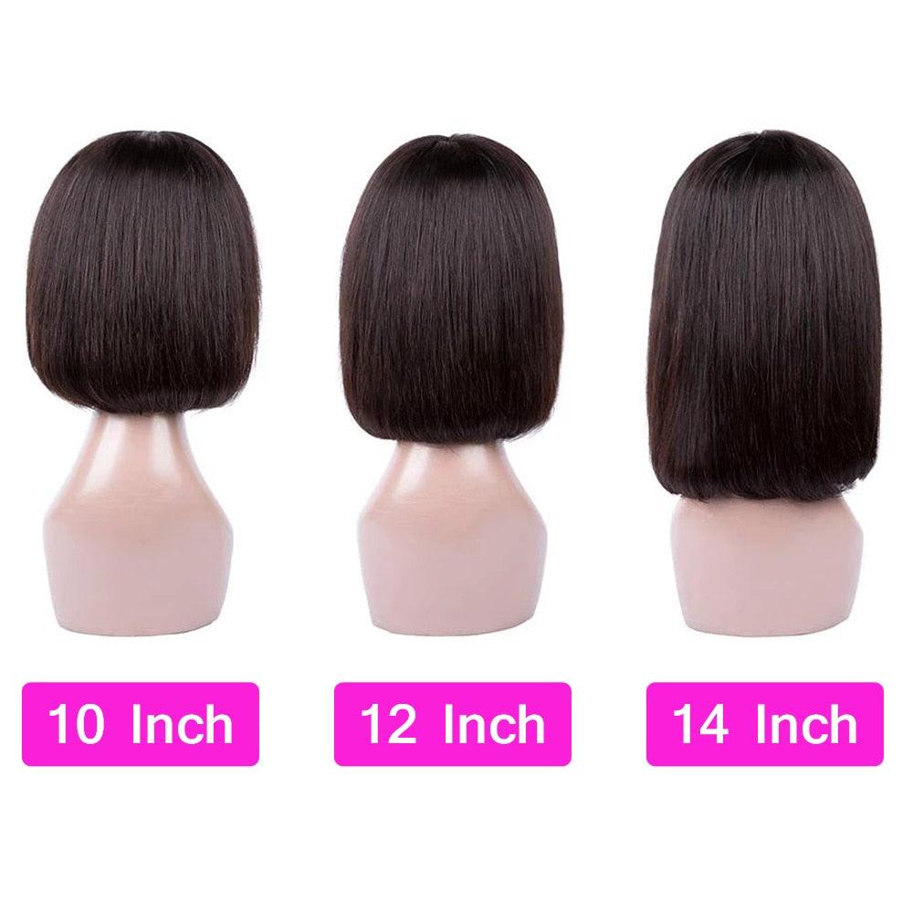 Straight Bob Human Hair Wigs With Bangs Short Brazilian Human Hair Bob Wigs For Woman No Lace Full Machine Made Human Hair Wigs For Black Women Gifts for Girlfriends - Pendo Store