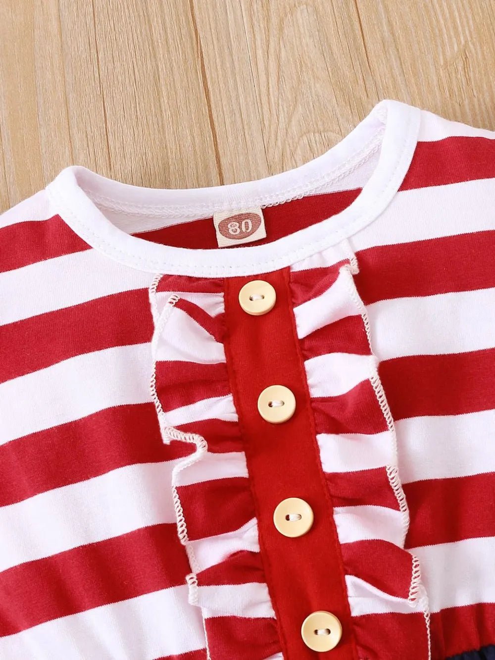 Striped & Stars Ruffled Round Neck Cap Sleeve Dress - Pendo Store