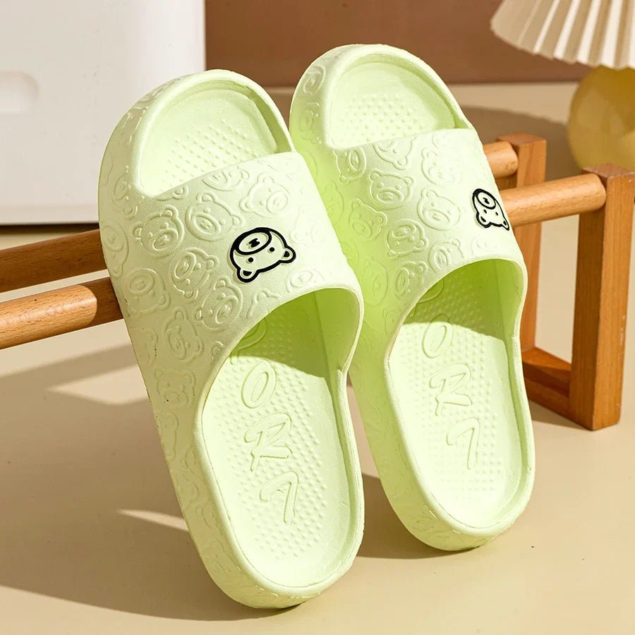 Summer Fashion Men's Slippers Printting Little Bear Sandals Indoor Bathroom Non-slip Soft Women Dormitory Casual Shoes Couple - Pendo Store