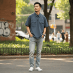 Summer Ice Silk American High-end Workwear Short-sleeved Shirt Men’s Gray British Trendy Retro Loose T-shirt Polo Shirt - Pendo Store
