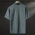 Summer Ice Silk American High-end Workwear Short-sleeved Shirt Men’s Gray British Trendy Retro Loose T-shirt Polo Shirt - Pendo Store