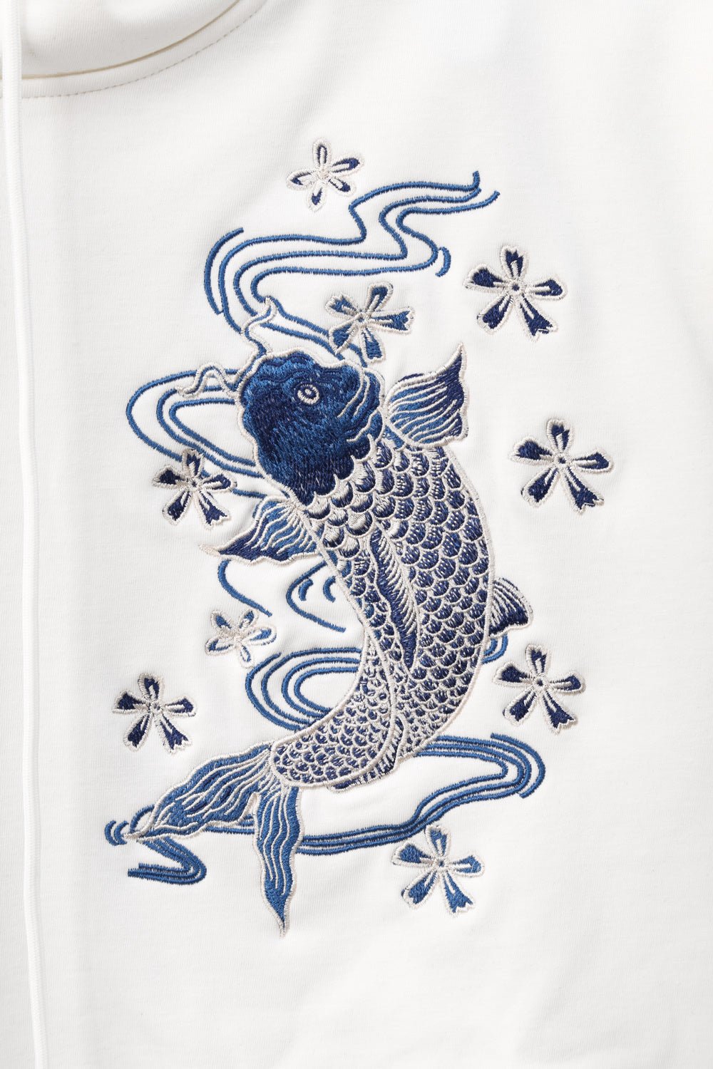 SW9015 Blue Koi Embroidery Sweater - Pendo Store