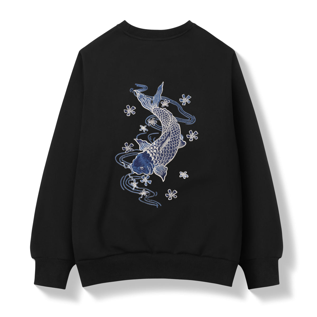 SW9015 Blue Koi Embroidery Sweater - Pendo Store