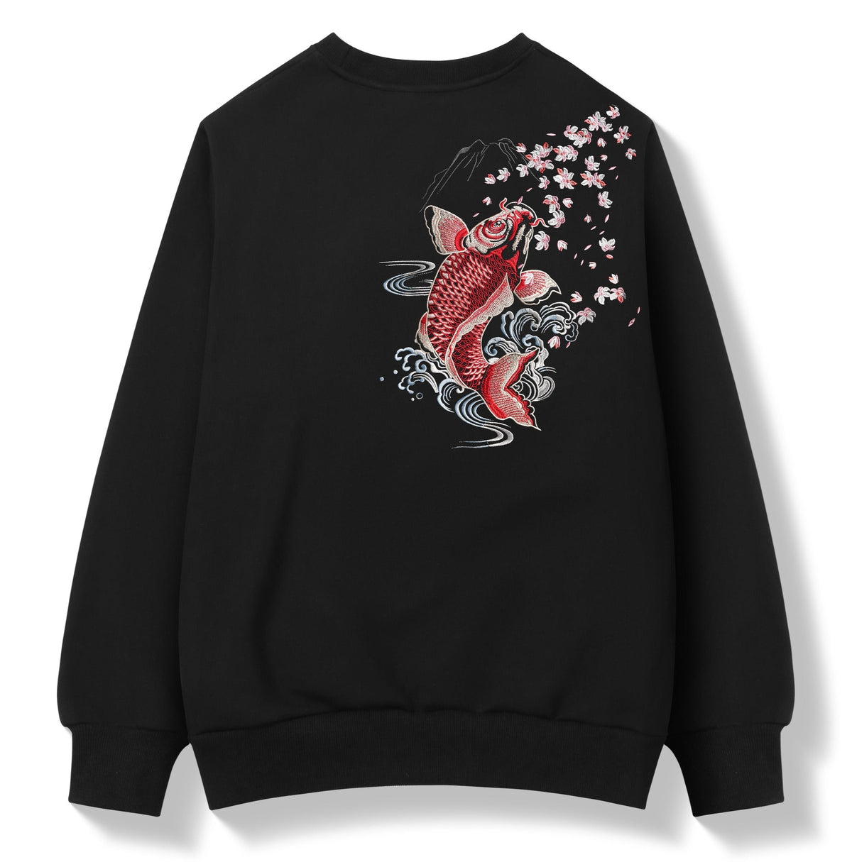 SW9197 Embroidered Red Koi Fish Sweater - Pendo Store