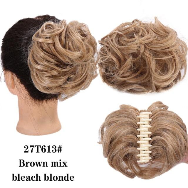 Synthetic Women's Hair Bun Bands Short Curly Chignon Hairpins Claw In Hairpieces for Fake False Hair Scrunchy Black Brown Wigs For Black Women Cosplay Wigs For Women - Pendo Store