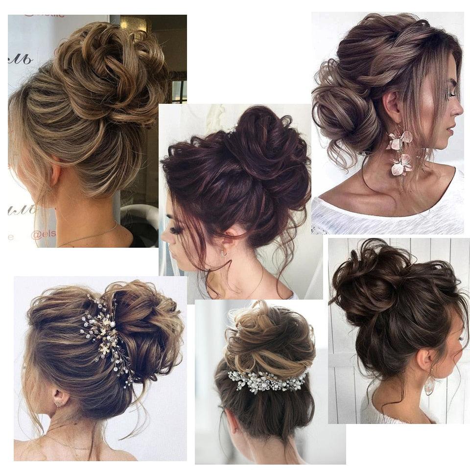 Synthetic Women's Hair Bun Bands Short Curly Chignon Hairpins Claw In Hairpieces for Fake False Hair Scrunchy Black Brown Wigs For Black Women Cosplay Wigs For Women - Pendo Store