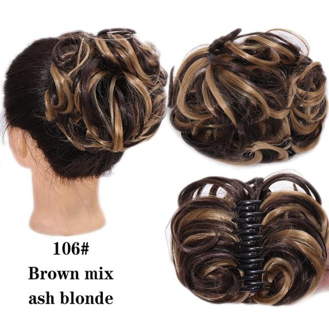 Synthetic Women's Hair Bun Bands Short Curly Chignon Hairpins Claw In Hairpieces for Fake False Hair Scrunchy Black Brown Wigs For Black Women Cosplay Wigs For Women - Pendo Store