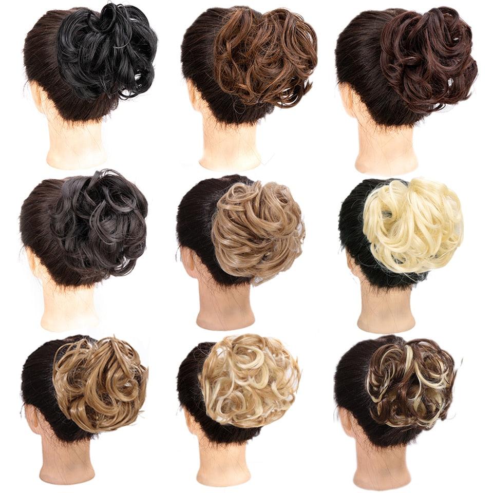 Synthetic Women's Hair Bun Bands Short Curly Chignon Hairpins Claw In Hairpieces for Fake False Hair Scrunchy Black Brown Wigs For Black Women Cosplay Wigs For Women - Pendo Store